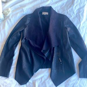 Black Vigoss Faux Leather & Suede Jacket